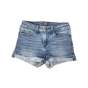 Abercrombie & Fitch | Denim Blue Jean Shorts‎ Medium Wash Rolled Cuff Hem Raw
